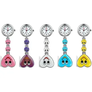 Avaner Damen Schwesteruhr Pflegeruhr mit Clip Krankenschwesteruhr Analog Quarzwerk FOB-Uhr Blütenblatt-Herzform für Krankenschwester Arzt Doktor