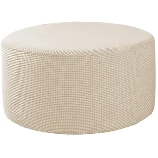Baoblaze Hussen Runde Fußstütze Hocker Covers Stretch Material, Gewebe Lagerung Deckt, Hohe Spandex Schutzhülle Waschbar, Beige