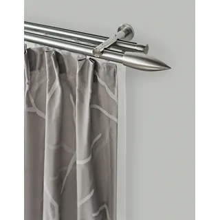 GARESA Gardinenstange GARESA "CARTOUCHE", silber (edelstahlfarben), L:110cm, Metall, Gardinenstangen, Vorhanggarnitur, verlängerbar, Wandmontage, edelstahl optik