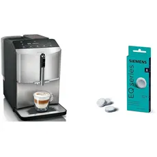 Siemens Kaffeevollautomat EQ300 TF303E07 & Reinigungstabletten TZ80001A, 10 Stück