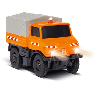 Carson 1:87 MB Unimog U400 Kommunal 100% RTR, ferngesteuertes Fahrzeug, fahrfertiges Modell, mit LED Beleuchtung und schaltbarer Warnleuchte, sehr Kleiner Wendekreis, perfekt für Dioramen, 500504125, Orange