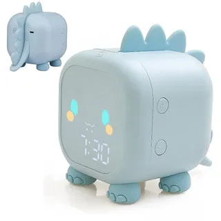 VORRINC Kinder Lichtwecker, Dinosaurier Wecker Sonnenaufgangssimulator Wake Up Kinderwecker mit Timer Snooze Schlaftrainer, Wecker Digital für Mädchen Jungen Kinder, Geburtstagsgeschenk (Blau)