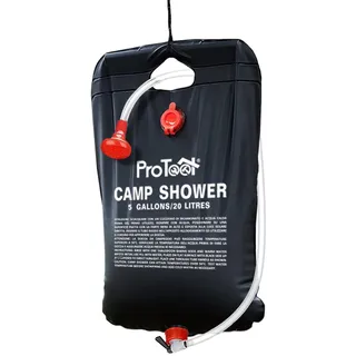 ProTool Campingdusche Solar 20L/40L – Tragbare Solardusche mit Duschkopf & Schlauch – Camping Dusche mit Heizfunktion bis 45°C – Outdoor Dusche für Camping, Garten, Festival, Wohnmobil & Strand (20l)