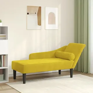 vidaXL Chaiselongue mit Kissen Gelb Samt