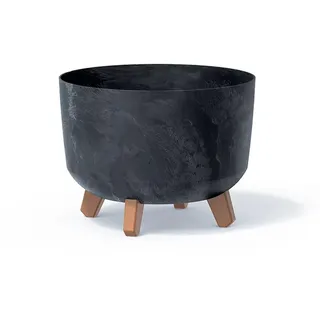 Prosperplast Blumenkasten mit Füßen Gracia Beton Effect Anthrazit, 29 x 29 x 22 cm