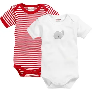 Playshoes Unisex Kleinkind Body Multipack Baby-Body, rot/weiß 1/4-Arm 2er Pack Wal, 50-56