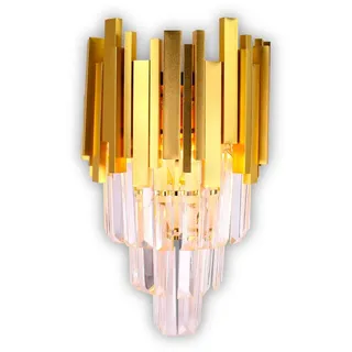 FRIXCHUR Crystal Wandleuchte Gold Square - Nachttischlampe Kristall Nachtlicht für Schlafzimmer, Badezimmer, Flur, Wand Dekor, Treppe, 2*E14