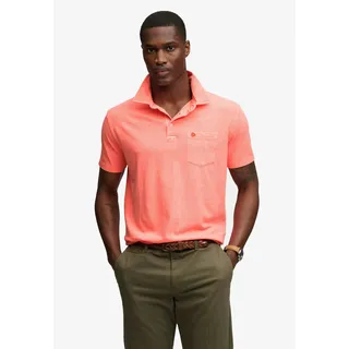 Poloshirt SUPERDRY "CLASSIC COTTON LINEN POLO", Herren, Gr. XXL, rosa (neon coral), Single Jersey, Obermaterial: 80% Baumwolle, 20% Leinen, unifarben, slim fit normal, Rundhals, Shirts Poloshirt, aus tollem Baumwoll-Leinen-Mischgewebe