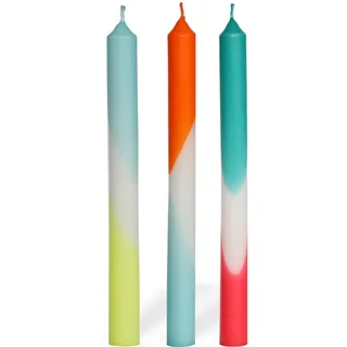 comforder Dip Dye Kerzen, 3 Stabkerzen mit Farbverlauf, 24x2,2cm (Blau Rot)