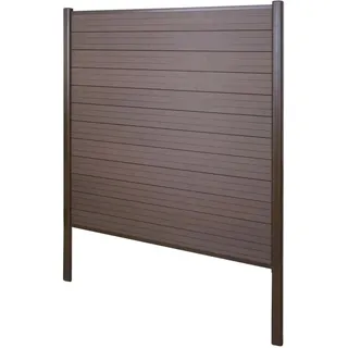 MCW WPC-Sichtschutz Savoie Windschutz Zaun Alu-Pfosten Zum Einbetonieren - Basiselement 190cm Braun