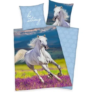 Herding Bettwäsche mit Pferd weiß 135 x 200 cm 80 x 80 cm - Weiß