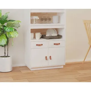 vidaXL Highboard Weiß 67x40x108,5 cm Massivholz Kiefer - Weiß