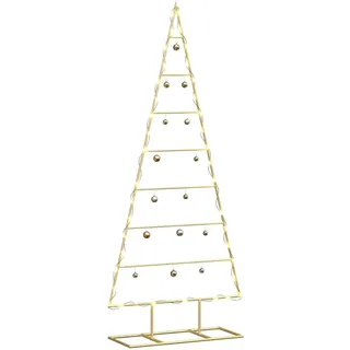 vidaXL Metall Weihnachtsbaum Gold 125 cm Pulverbeschichteter Stahl