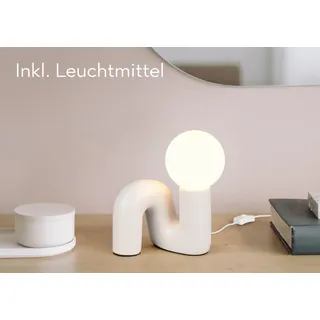 REALITY LEUCHTEN Tischleuchte "QUINN, Keramik Tischlampe m. Glasschirm, Set inkl 2xG9 Leuchtmittel 3W", greige, 1, H: 21,5cm, 2 Stk., Leuchten, Design Nachttischlampe, Schreibtischlampe Höhe 22cm, Glas Lampenschirm, Tischleuchte