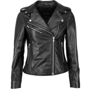 Bikerjacke JCC "Lederjacke 31020356", Damen, Gr. XS, schwarz, Obermaterial: 100% Lammnappaleder LANA. Futter: 100% Polyester PES., Jacken Bikerjacke