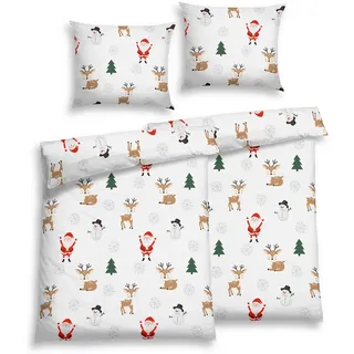 Florella Bettwäsche , Weiß , Textil , Weihnachten , 140x200 cm , pflegeleicht, atmungsaktiv, hautfreundlich, angenehm wärmend, schadstoffgeprüft , Heimtextilien, Bettwäsche & Leintücher, Bettwäsche, Flanell-Bettwäsche