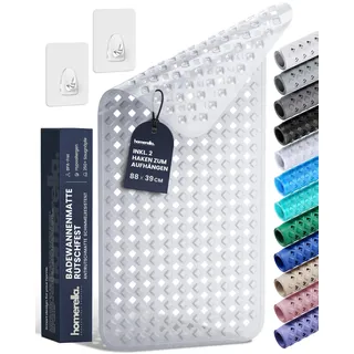 homerella Badewannenmatte rutschfest 88x39cm inkl. 2 Haken zum Trocknen