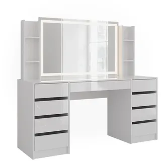 Vicco Schminktisch Sherry, 158.2 cm 4 Teile, Weiß/Weiß Hochglanz - Weiß,