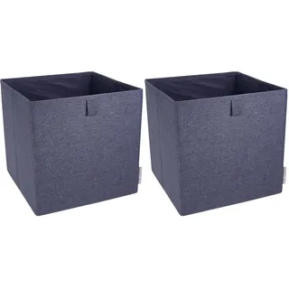 BIGSO Würfelbox für das Regal oder den Schrank – große Aufbewahrungsbox für Kleidung, Spielsachen, Bürobedarf usw. – Faltbare Regalbox aus Polyester und Karton – blau (Packung mit 2)
