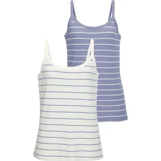 Trägertop VIVANCE "mit modischer Streifenstruktur", Damen, Gr. 40/42, blau (blau, weiß), Strick, Obermaterial: 42% Baumwolle, 42% Viskose, 12% Polyester, 4% Elasthan, gestreift, figurbetont, tiefer Rundhals, Tops Trägertop, aus pflegeleichter Baumwoll-Viskose-Qualität, Topseller