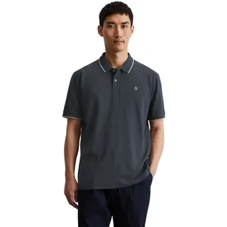 Marc O'Polo Herren, Kurzarm-Poloshirt mit Stretch-Anteil regular fit, blau (Dark navy), M,