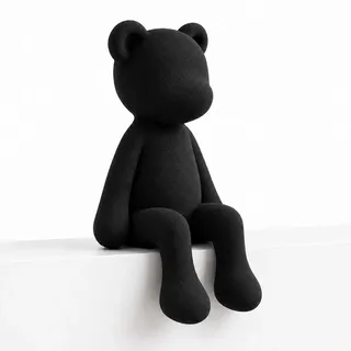 Shadow Pup Minimalistischer Schwarzer Teddybär Kantenhocker Deko – Skulptur für modernes Interieur (Schwarz, L)