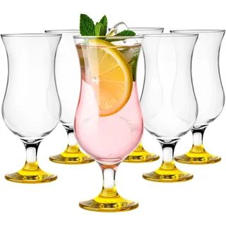 Glasmark Krosno Gläser Cocktailgläser Set Longdrink Cocktail Gin Bier Wasser Longdrinkgläser Cocktailgläser Trinkglas Wasserglas Glas Smoothie Dessert Spülmaschinenfest Gelb 6 x 420ml
