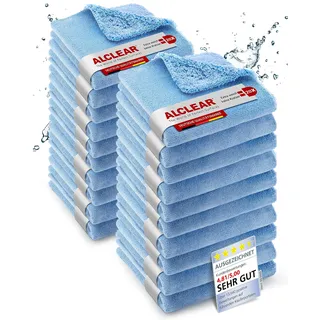 AlClear 20820203 Poliertücher 2-Seiten-Allrounder – 20er Set Mikrofaser Tücher 40x40 cm – für Auto, Motorrad, Boot & Haushalt – saugstark, fusselfrei, streifenfrei, zur Reinigung, Trocknung & Politur
