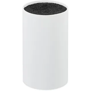Relaxdays Messerblock unbestückt mit Borsten, ohne Messer, für 8 Messer aller Art, Messerhalter HD 18x11cm, weiß-schwarz