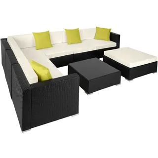 Tectake tectake® Rattan Lounge mit Aluminiumgestell wetterfest und UV-beständig, mit Sicherheitsglasplatte