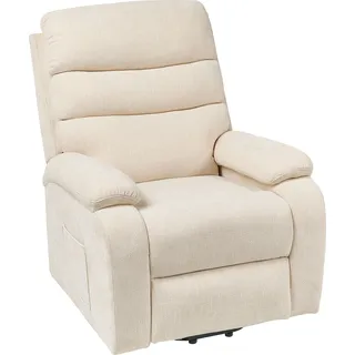 BELIANI Sessel Hellbeige Stoff Elektrisch Verstellbar mit Armlehnen Fußablage Relaxfunktion Modern Bequem Relaxsessel Fernsehsessel Wohnzimmer - Beige