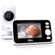 Chicco Deluxe Video-Babyphone, Videokamera zur Überwachung von Babys und Kindern mit 4,3" LCD-Farbbildschirm, 220 m Reichweite, Nachtsichtkamera, Thermometer, Melodien, lange Batterielebensdauer