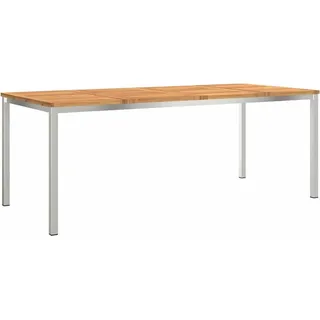 vidaXL Esstisch 200x90x75 cm Massives Akazienholz und Edelstahl - Braun