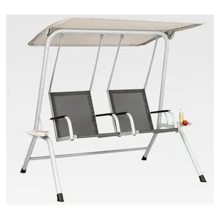 Bel Air Duo Swing Hollywoodschaukel - für 2 Personen, Duo Relax-Bauweise, atmungsaktives Gewebe, Edelstahl-Schrauben, anthrazit/Creme - Grau, Creme