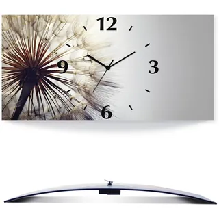 ARTLAND Wanddeko Wanduhr ohne Tickgeräusche Alu Funkuhr 60x30 cm Blumen Pusteblume Botanik Blüten Modern Kunst Sommer Natur T4RE