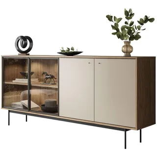 lookway Kommode ISA 4D 200 x 90 x 40 cm Eichefarben / Schwarz