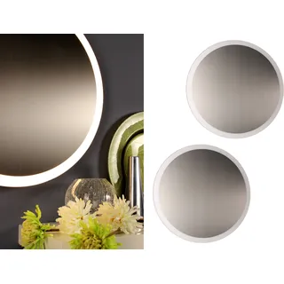 Angesagte LED Innenlampe für Wand und Decke mit Spiegel Design Silber rund 50cm