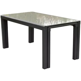 Gartentisch MERXX "Flex Ausziehtisch", grau (graphit, graphit, grau), B:89cm H:79cm T:160cm, Aluminium;Sicherheitsglas, Tische, Gartentisch, erweiterbar, BxT: ca. 89/75 x 160/320 cm, auch separat aufstellbar