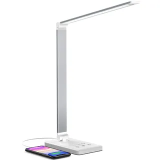 Chesbung Schreibtischlampe LED Dimmbare Tischleuchte, 5 Farb und 10 Helligkeitsstufen, Augenschutz Tischlampe für Kinder, Touch-Bedienung, Faltbar, Nachttischlampe mit 2500mAH Eingebaute Batterie