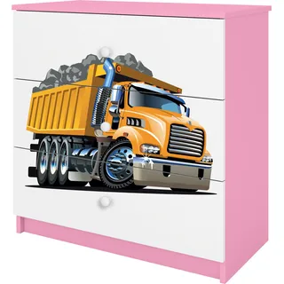 Kinderkommode mit Schubladen Lastwagen in der Farbe Rosa Babydreams - Rosa