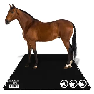 KARAT Puzzle Stallmatte aus Gummi - 182 x 122 cm - wasserdichte Gummimatte mit Drainage für Stall, Pferdebox, Paddock - Pferdematten - Pontiac (Zweiseitiges Interlocking)