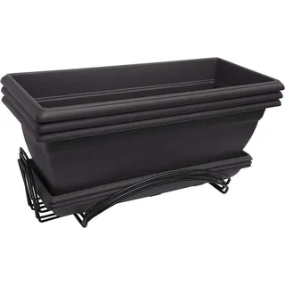 Poetic Prisca 50 3 x Blumenkasten/3 Untertassen/3 Halterungen Kunststoff 49 x 28 x 22 cm