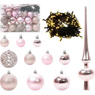 Weihnachtskugel-Set mit 150 LEDs 61 pcs Rosa Kunststoff - Rosa