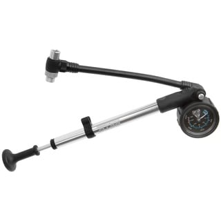 Beto Fahrradpumpe, Dämpferpumpe mit Manometer und Entlüftungsventil, Handpumpe, 400psi/28bar, AV/Autoventil/Schraderventil/Americanventil, Silber/schwarz