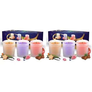 Air Wick Wohlfühl-Duftkerze Geschenkset - winterliche Düfte mit ätherischen Ölen - 3 x Duftkerzen im Glas in schöner Geschenkbox (Packung mit 2)