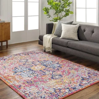 Livabliss Asmara Vintage groß 120x170 cm - Wohnzimmer, Esszimmer, Küche, traditioneller Boho Stil, pflegeleicht, Orange, Navy, Teal, Burgundy
