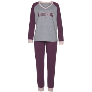 KangaROOS Damen Pyjama bordeaux-grau-meliert