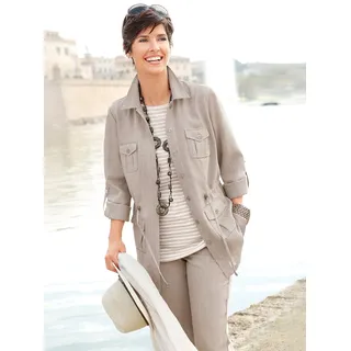 Blusenblazer "Blusenjacke", Damen, Gr. 42, grau (stein), 100% Polyester, Blazer Blusenblazer