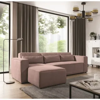 Ecksofa Schlafsofa WALDO Stoff Poso Altrosa Ottomane Links - Rosa