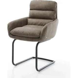 DELIFE Freischwinger Abelia-Flex mit Armlehnen Mikrofaser Taupe Vintage Freischwinger rund Schwarz - Taupe, Beige